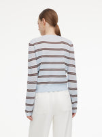 Navy Combo Stripe Women Cardigan GOELIA