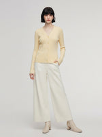 Cotton Mulberry Silk Blend V-Neck Women Cardigan GOELIA