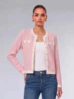 Cotton Contrast Trim Women Cardigan GOELIA
