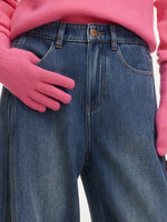 Denim Fleece Lined Women Tapered Jeans GOELIA