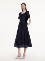 Tencel Blend Bowknot Blouse And Skirt Two-Piece Set GOELIA