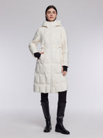 [Preview] Drawstring Waist Hooded Goose Down Overcoat GOELIA