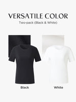 Two-pack (Black & White) Modal Round Neck Unisex T-Shirt GOELIA