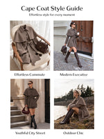 100% Washable Merino Wool Women Wrap Cape Coat GOELIA