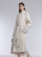 [Preview] Camel Hair Wool Silk Blend Double-Faced Women Wrap Overcoat GOELIA