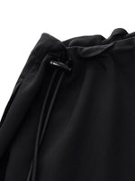 Merino Wool Drawstring Waist Women Pinafore Maxi Dress GOELIA