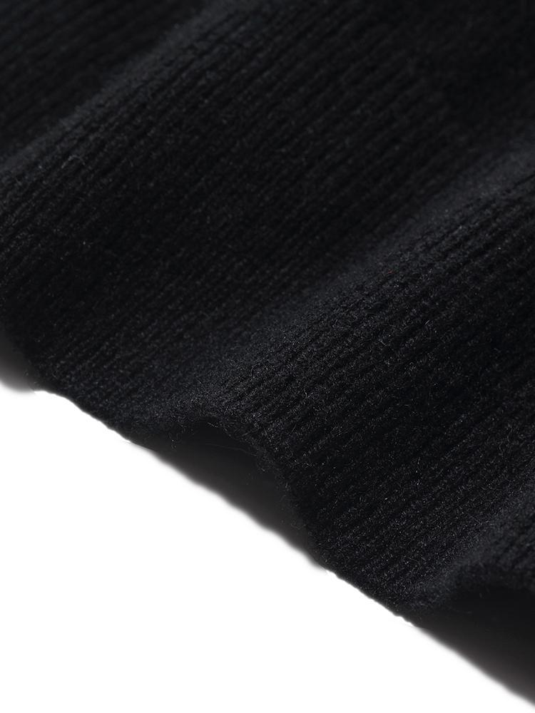 Black Pure Cashmere Round Neck Cardigan GOELIA