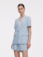 100% Acetate Women Short Sleeve Blazer GOELIA