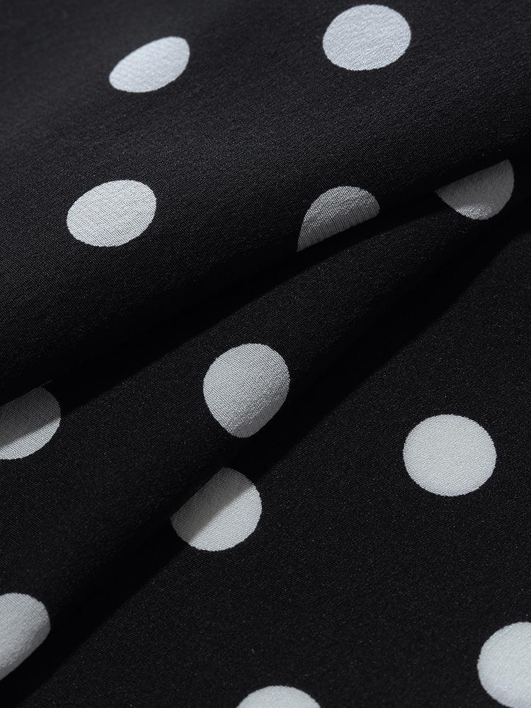 Mulberry Silk Polka Dots Ruffle Women Blouse GOELIA