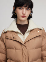 Windproof Goose Down Jacket With Detachable Knit Collar GOELIA