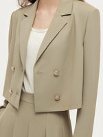 Crop Blazer And Camisole And Pleated Midi Skirt Three-Piece Set GOELIA