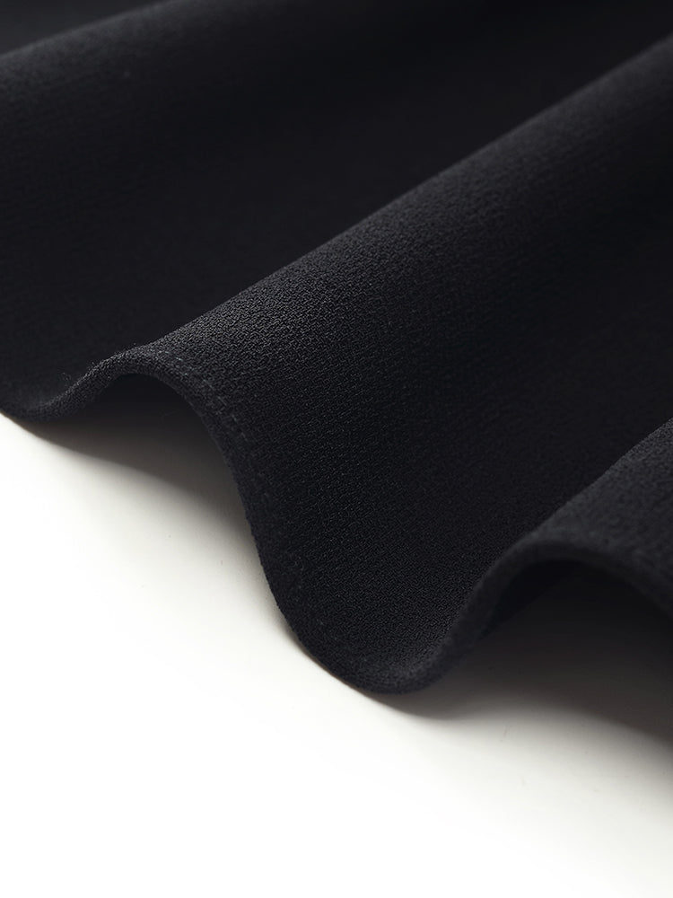 Triacetate Blend Wool Asymmetric Neck Dress