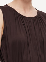 Cotton Blend A-line Women Sleeveless Maxi Dress With Self-Tie Belt GOELIA
