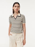 Tencel Blend Stripe Women Knit Top GOELIA