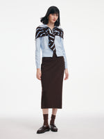 Contrast Trim Lapel Zip-Up Cardigan And Skirt Two-Piece Set GOELIA