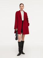 Cashmere Wool Blend Double-Faced Women Cape Coat With Leather Belt GOELIA