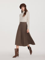 Washable Wool Women A-Line Flared Skirt GOELIA
