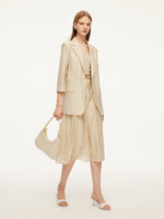 Tencel Acetate Linen Blend Women A-Line Skirt With Belt GOELIA