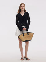 Tencel Blend Openwork Women Flared Sleeve Cardigan GOELIA