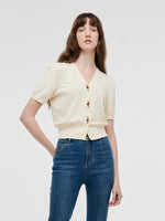 Tencel-Silk Blend Floral Embroidered Women Knit Top GOELIA