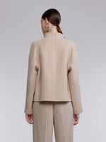 [Preview] Cashmere Wool Blend Asymmetrical Collar Women Short Coat GOELIA
