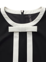 Tencel Blend Contrast Trim Women Knit Mini Dress GOELIA