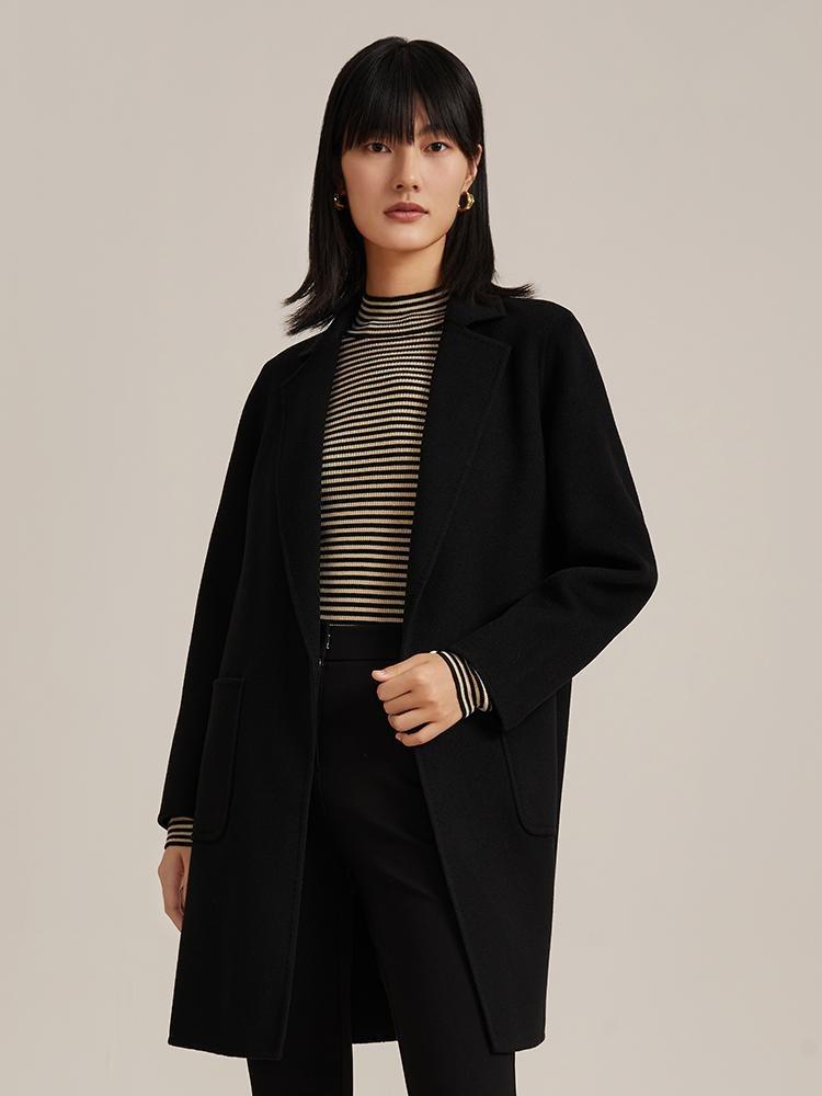Pure Double-Faced Wool Mid-length Notched Lapel Coat GOELIA