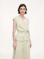 100% Acetate Back Tie Women Cap Sleeve Top GOELIA