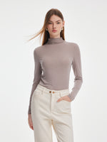 [Preview] Tencel Acetate Silk Blend Women Mock Neck Knit Top GOELIA