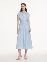 16.5MM Mulberry Silk Polka Dots Jacquard Women Maxi Shirt Dress GOELIA