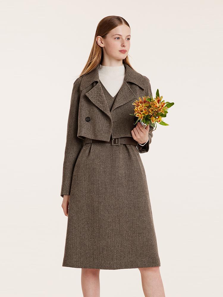 Washable Wool Crop Jacket And Vest Dress Suit GOELIA