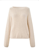 [Preview] 100% Cashmere Pointelle Lantern Sleeve Women Sweater GOELIA