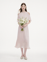 Smoky Pink Halter Neck Women Maxi Dress GOELIA