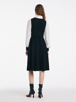 Tencel Blend Patchwork Acetate Midi Women Ruffle Dress GOELIA