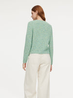 Melange Green Single Breasted Women Cardigan GOELIA