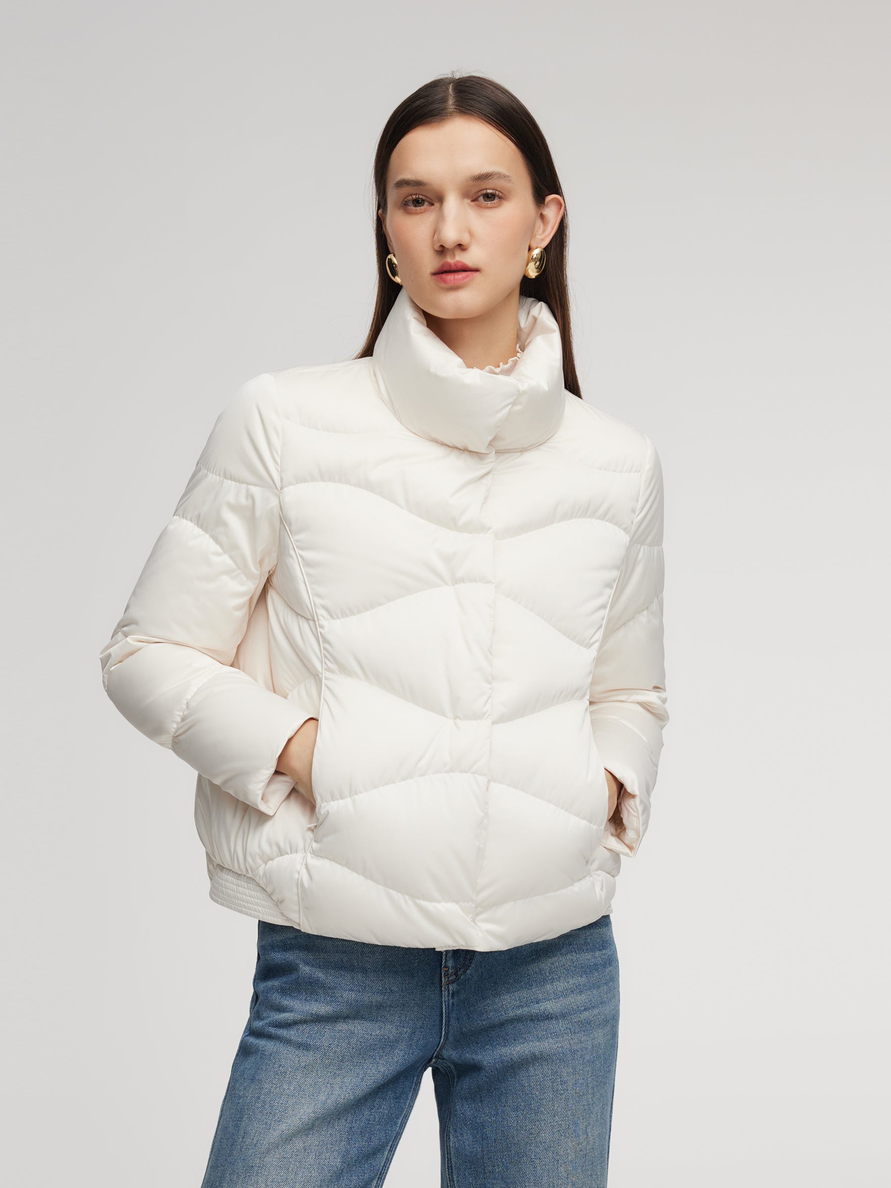 Windproof Magnetic Snap Goose Down Jacket GOELIA