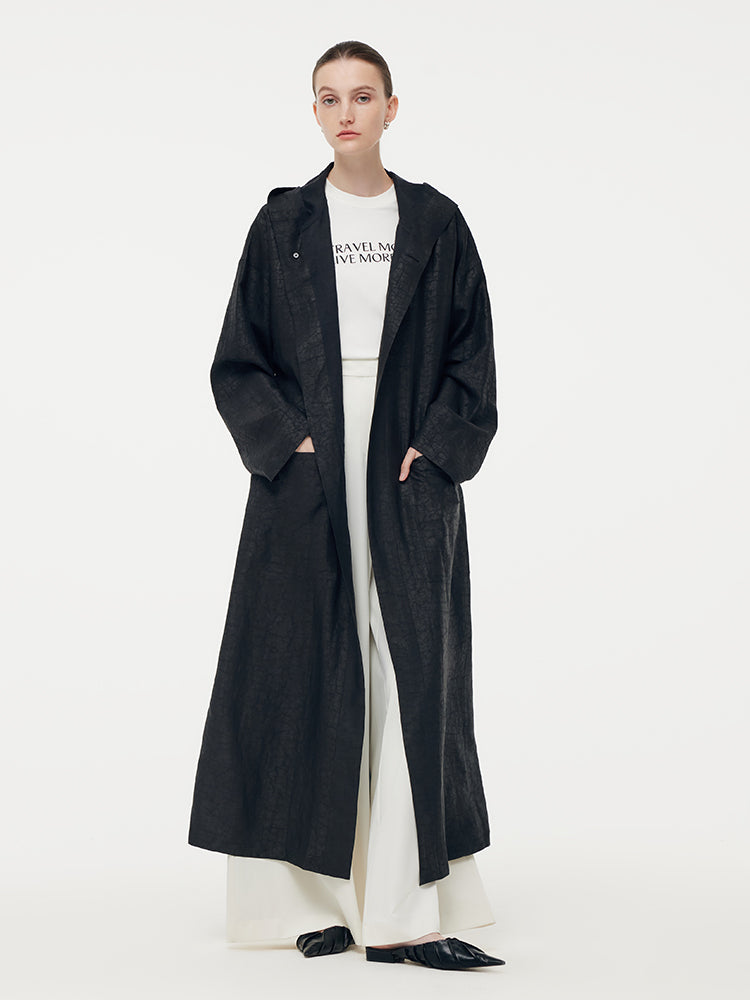 18 Momme Xiang Yun Silk Hooded Unisex Trench Coat GOELIA