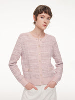 Textured Round Neck Women Stretchy Cardigan GOELIA