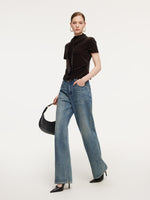 Mock Neck Ruched Women Knit Top With Triangle Scarf GOELIA