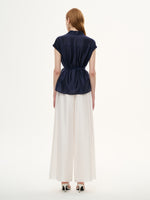 Tencel Blend Belted Blouse And Pants Two-Piece Set GOELIA