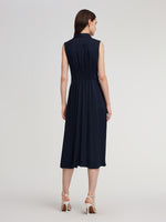 22MM Mulberry Silk Gathered Waist Women Sleeveless Maxi Dress GOELIA