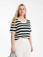Round Neck Striped Knitted Women Top GOELIA