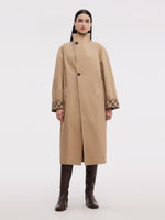 Cotton Color Block Cuffs Unisex Trench Coat GOELIA