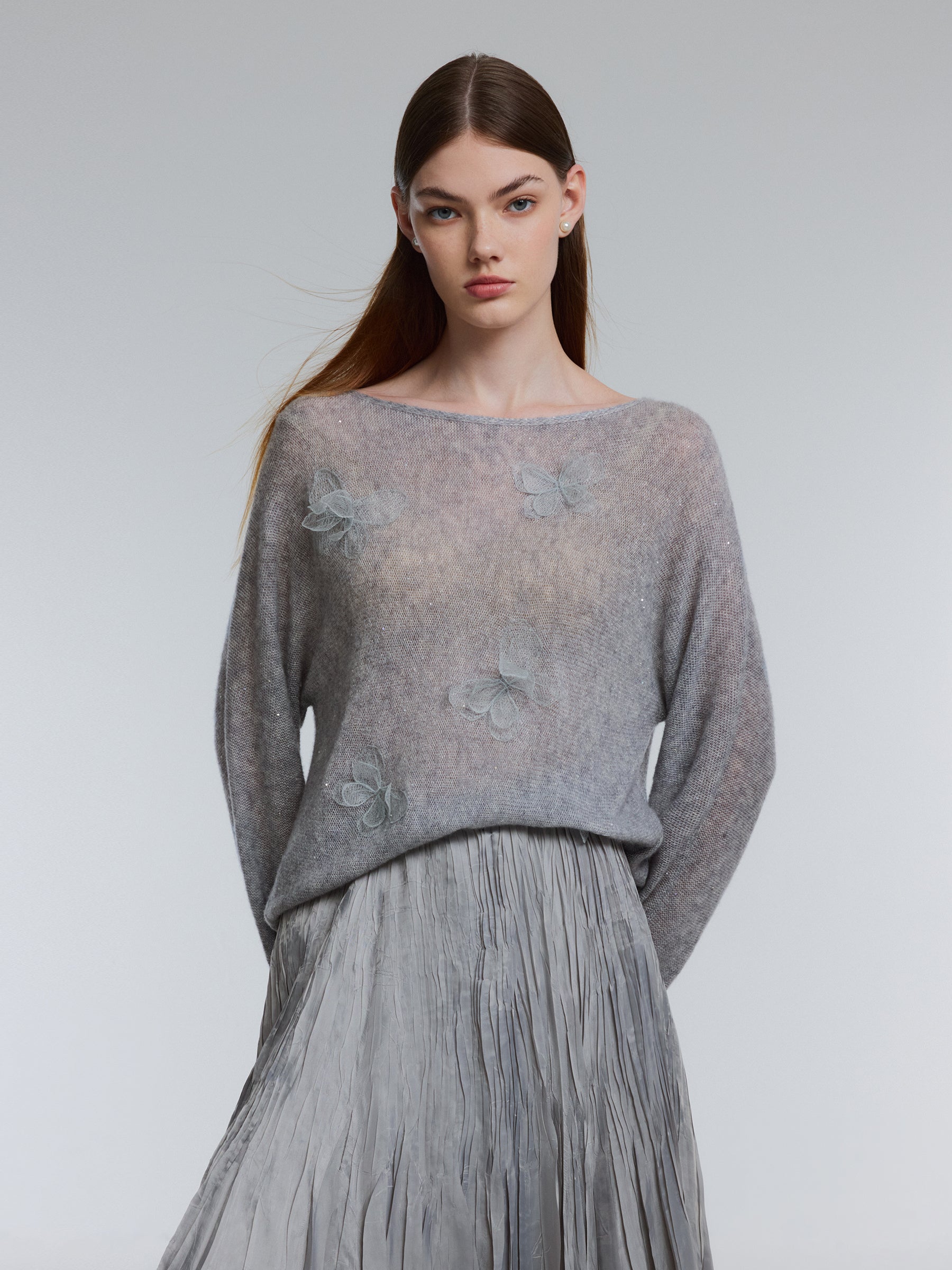 [Preview] Wool Lyocell Blend 3D Butterfly Women Sweater GOELIA