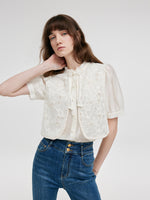 New Chinese-Style Lace Sequins Patchwork Women Blouse GOELIA