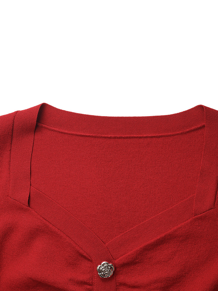 Tencel Blend Floral Jacquard Women Knit Top