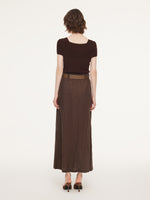 100% Linen A-Line Women Skirt With Braided Belt GOELIA