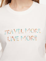 [Preview] 100% Cotton Beaded Letter Women T-Shirt GOELIA