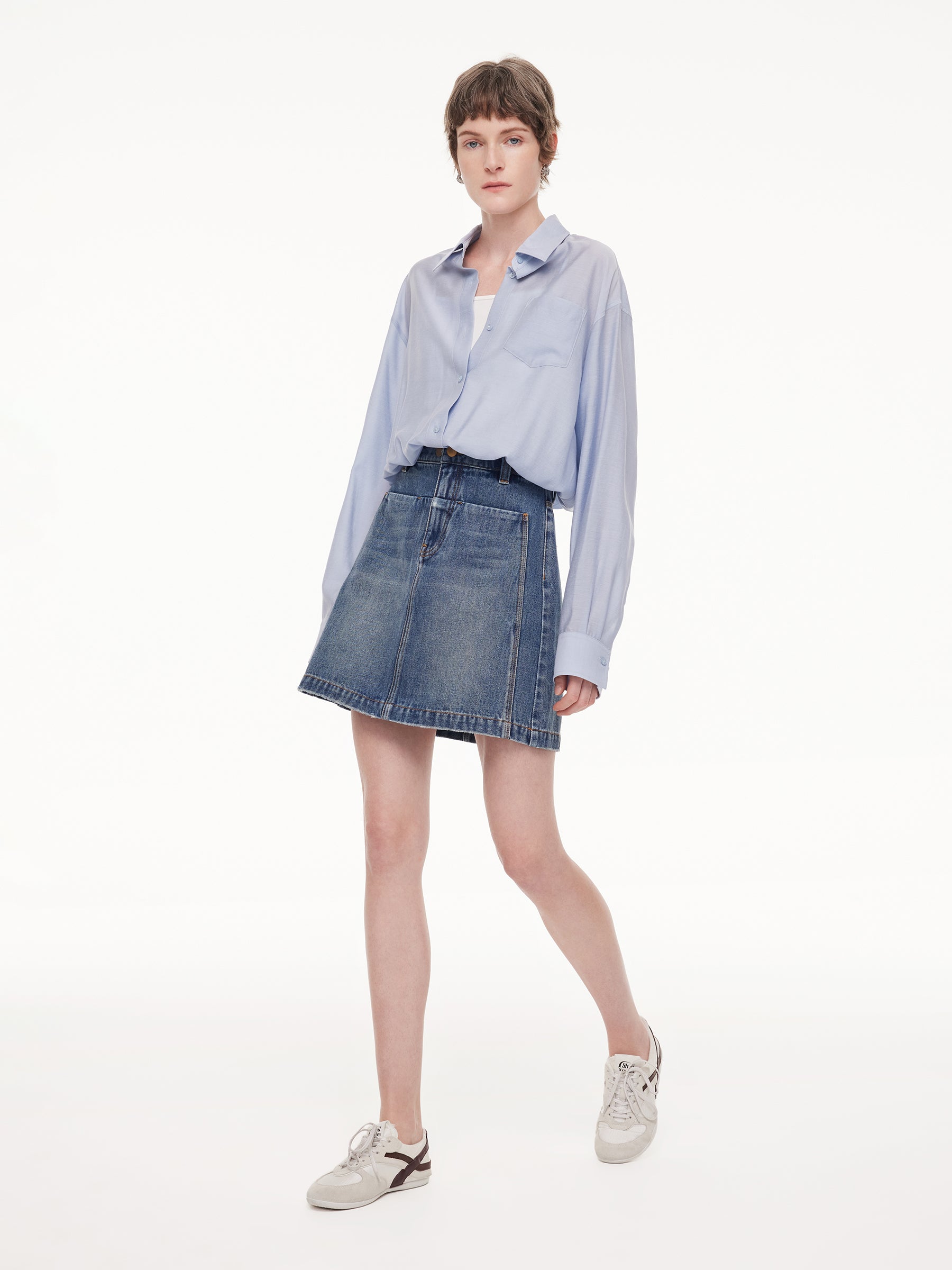 100% Cotton Denim Adjustable Waist Women Skirt GOELIA