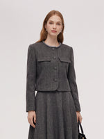 [Preview] Washable Wool Cropped Jacket And Sleeveless Dress Two-Piece Set GOELIA